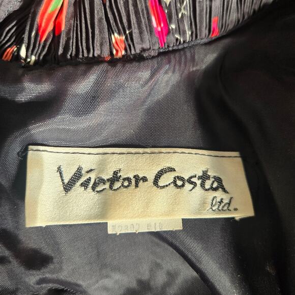 Vintage 70s Whimsigoth Dress Victor Costa Black Victorian Ruffle Women Medium - Picture 13 of 14